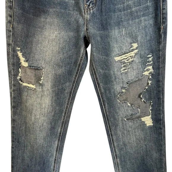 Nature Denim Women’s Distressed Ripped‎ Straight Raw Hem Street Wear Jeans 13 - Picture 3 of 7